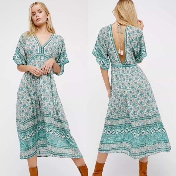 Spell Kombi Folk Dress in Sage - Picture 4 of 16